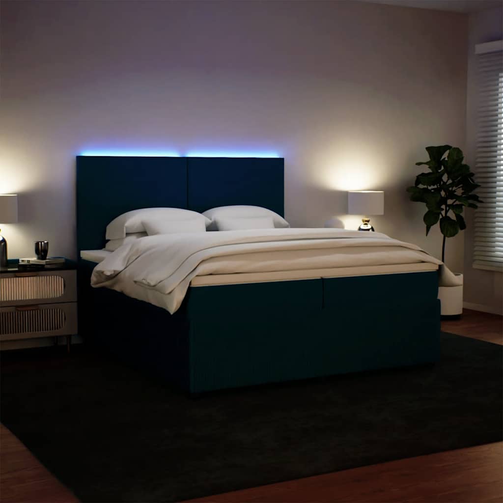 Boxspring met matras fluweel blauw 200x200 cm is nu te koop bij PeponiXL, paradijselijk wonen!
