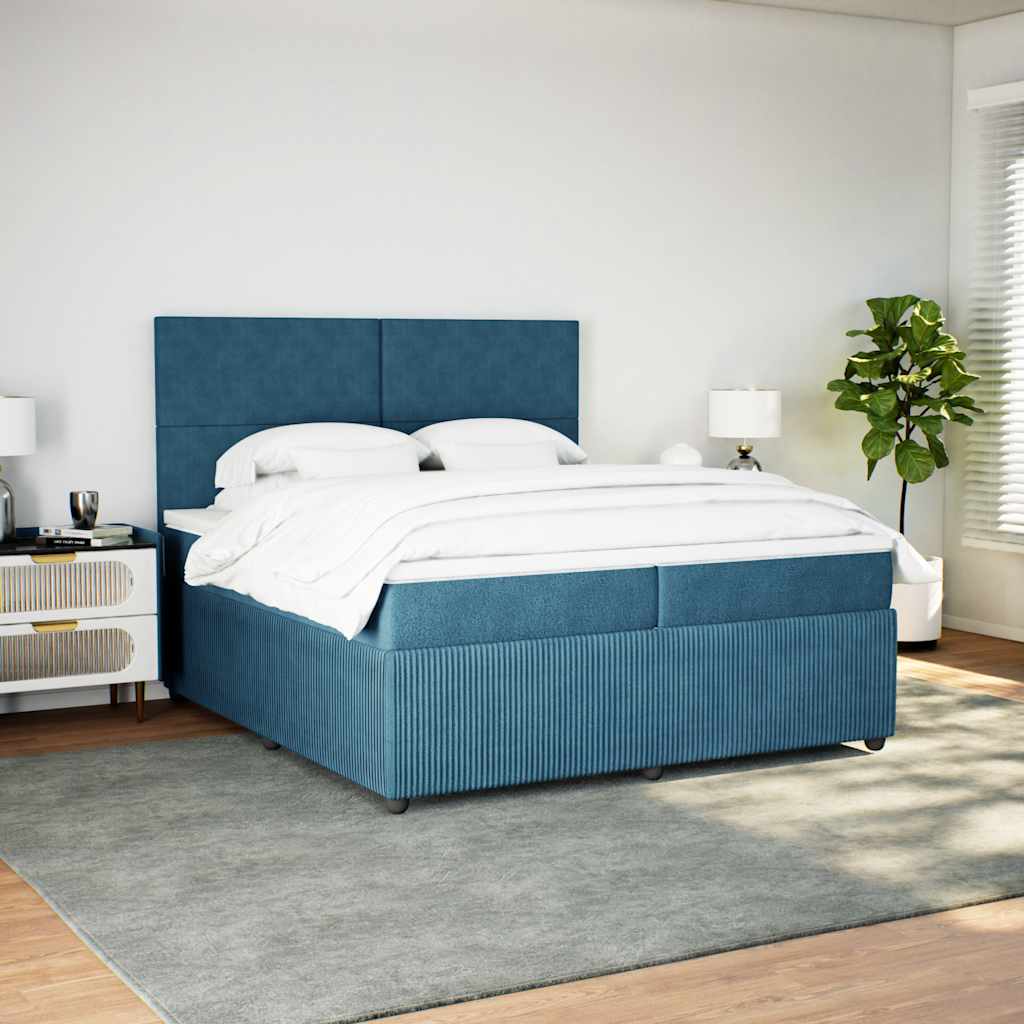 Boxspring met matras fluweel blauw 200x200 cm is nu te koop bij PeponiXL, paradijselijk wonen!