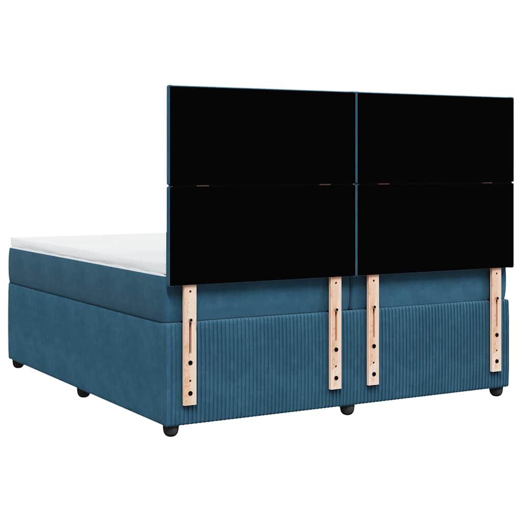 Boxspring met matras fluweel blauw 200x200 cm is nu te koop bij PeponiXL, paradijselijk wonen!