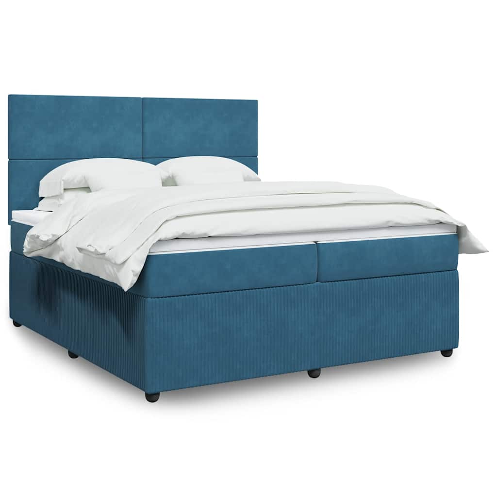Boxspring met matras fluweel blauw 200x200 cm is nu te koop bij PeponiXL, paradijselijk wonen!