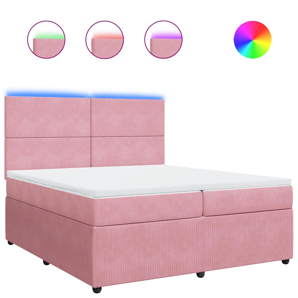 Boxspring met matras fluweel roze 200x200 cm is nu te koop bij PeponiXL, paradijselijk wonen!