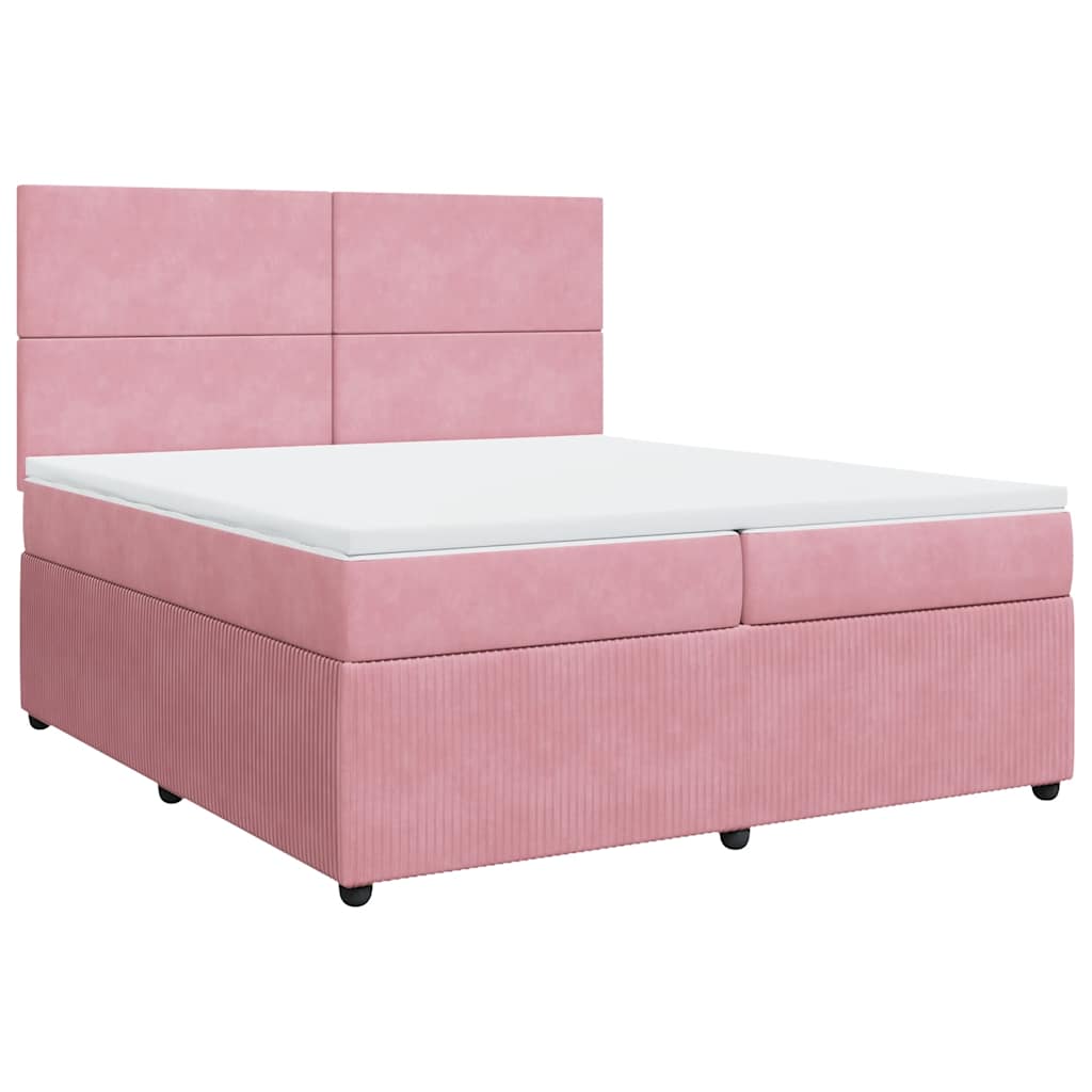Boxspring met matras fluweel roze 200x200 cm is nu te koop bij PeponiXL, paradijselijk wonen!