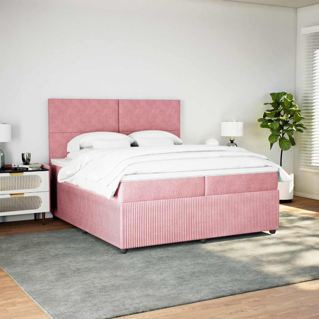 Boxspring met matras fluweel roze 200x200 cm is nu te koop bij PeponiXL, paradijselijk wonen!
