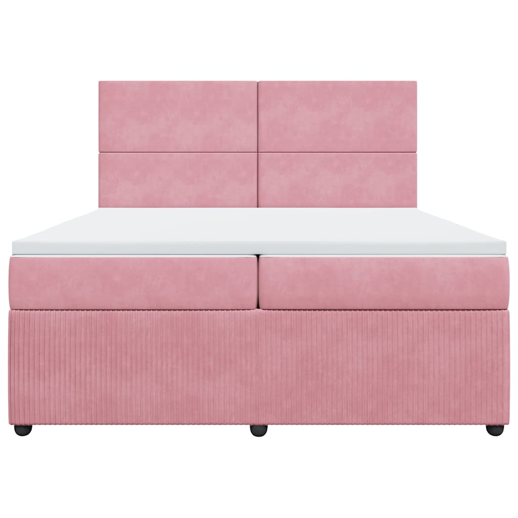 Boxspring met matras fluweel roze 200x200 cm is nu te koop bij PeponiXL, paradijselijk wonen!