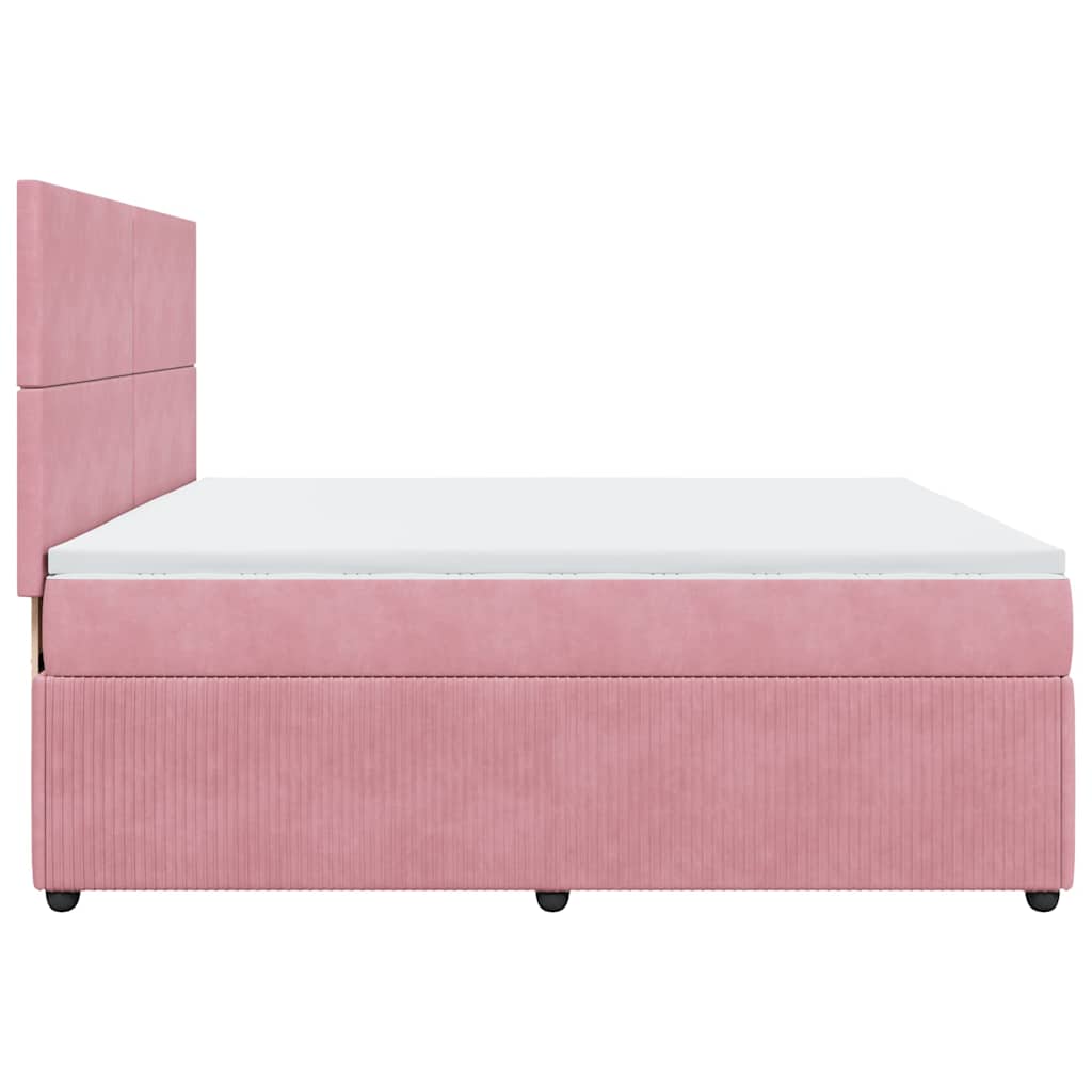 Boxspring met matras fluweel roze 200x200 cm is nu te koop bij PeponiXL, paradijselijk wonen!