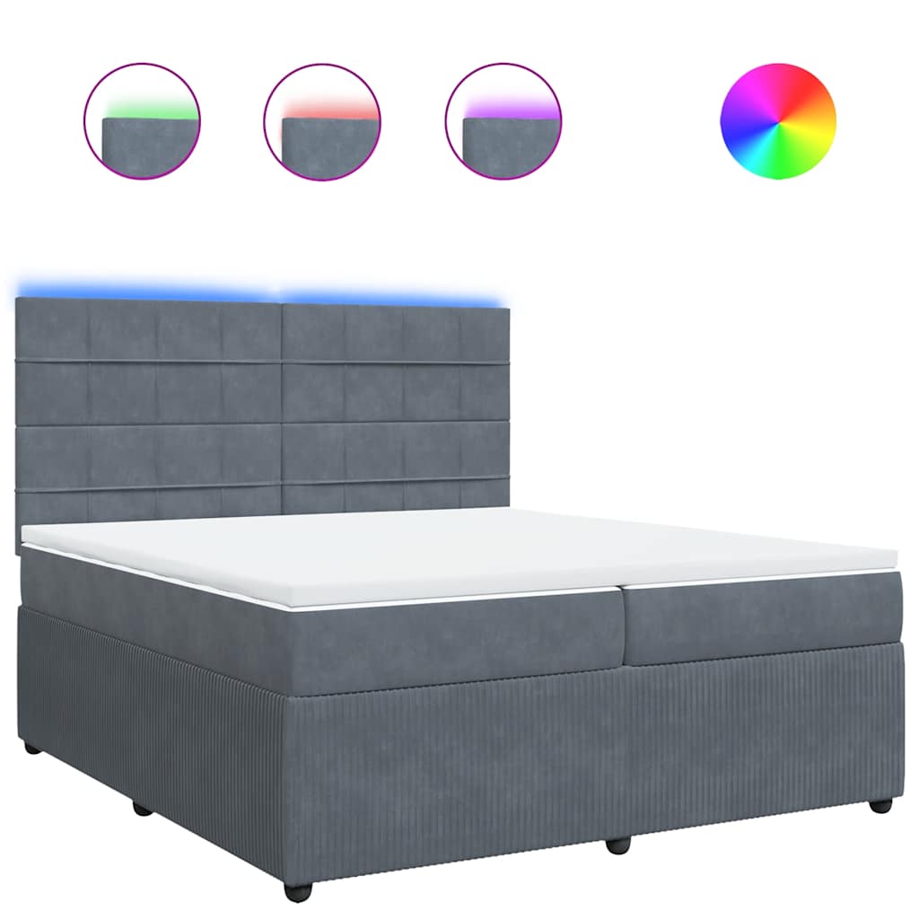 Boxspring met matras fluweel donkergrijs 200x200 cm is nu te koop bij PeponiXL, paradijselijk wonen!