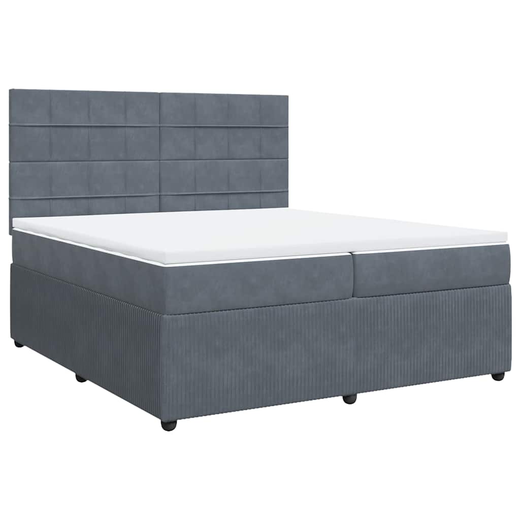 Boxspring met matras fluweel donkergrijs 200x200 cm is nu te koop bij PeponiXL, paradijselijk wonen!