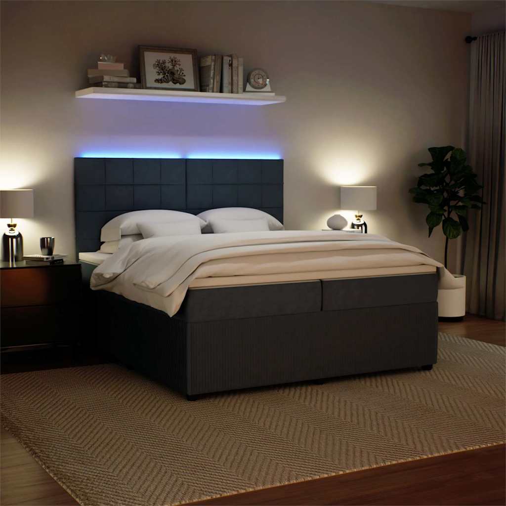 Boxspring met matras fluweel donkergrijs 200x200 cm is nu te koop bij PeponiXL, paradijselijk wonen!