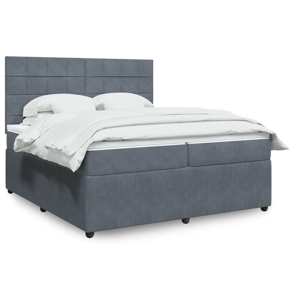 Boxspring met matras fluweel donkergrijs 200x200 cm is nu te koop bij PeponiXL, paradijselijk wonen!