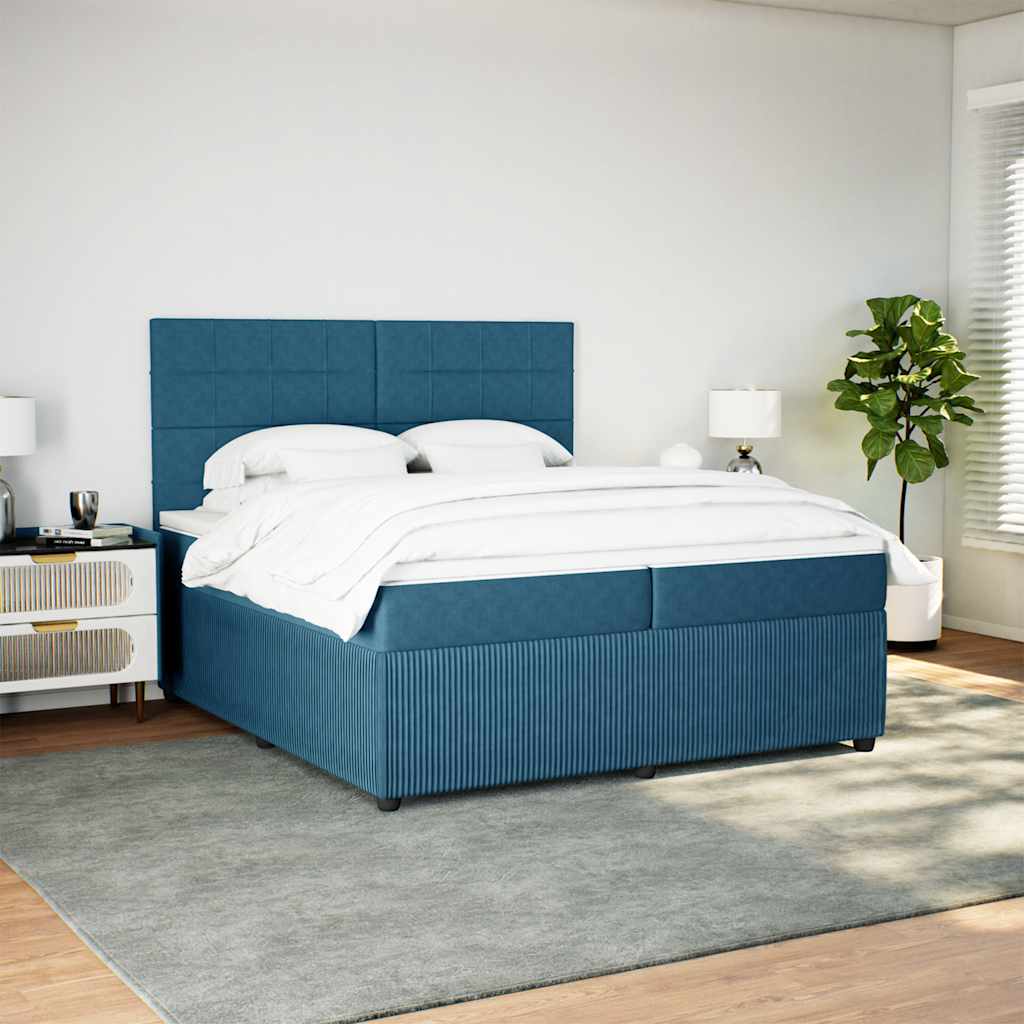 Boxspring met matras fluweel blauw 200x200 cm is nu te koop bij PeponiXL, paradijselijk wonen!
