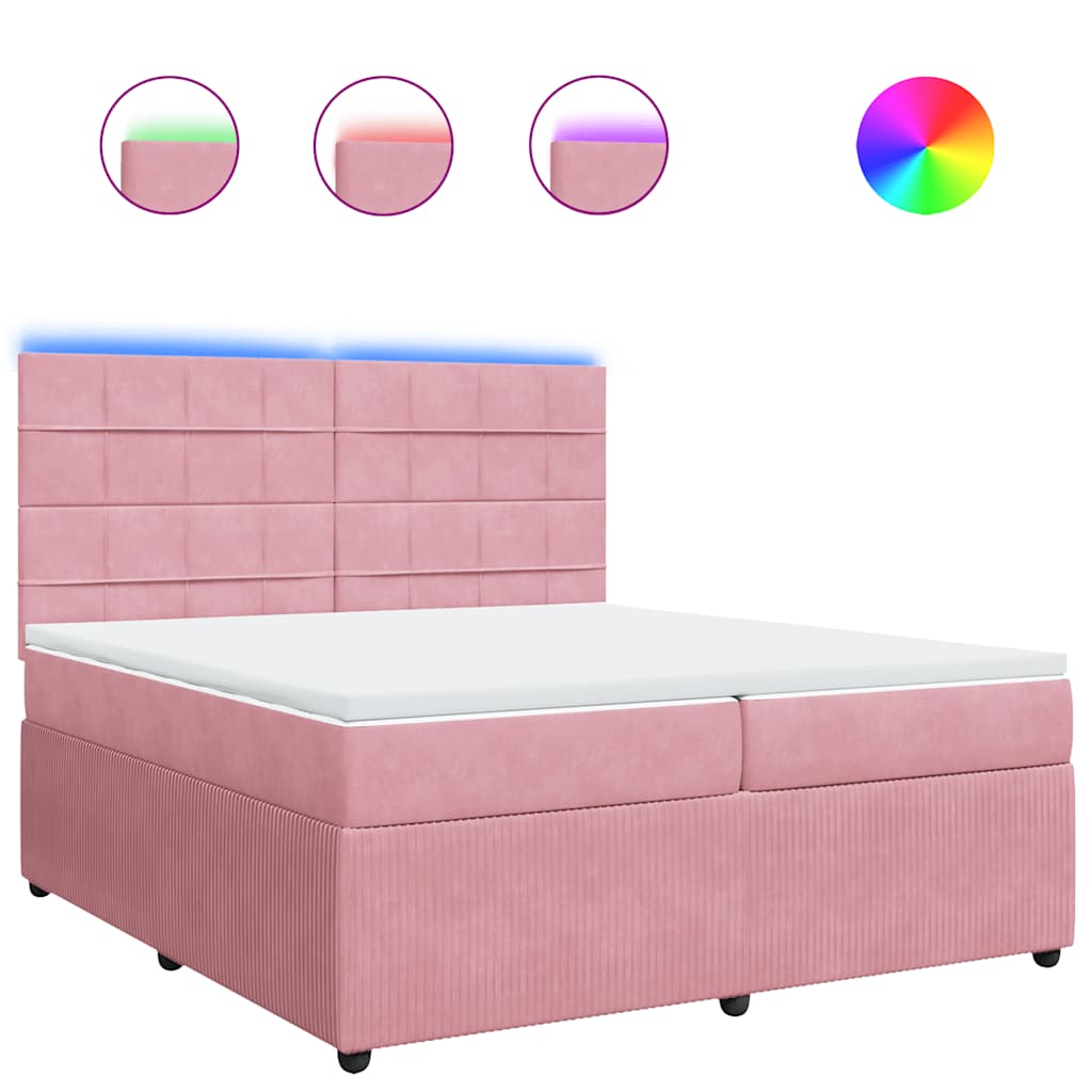 Boxspring met matras fluweel roze 200x200 cm is nu te koop bij PeponiXL, paradijselijk wonen!