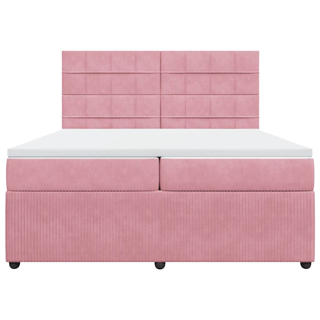 Boxspring met matras fluweel roze 200x200 cm is nu te koop bij PeponiXL, paradijselijk wonen!