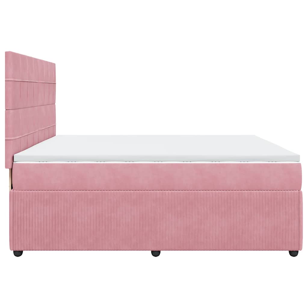 Boxspring met matras fluweel roze 200x200 cm is nu te koop bij PeponiXL, paradijselijk wonen!