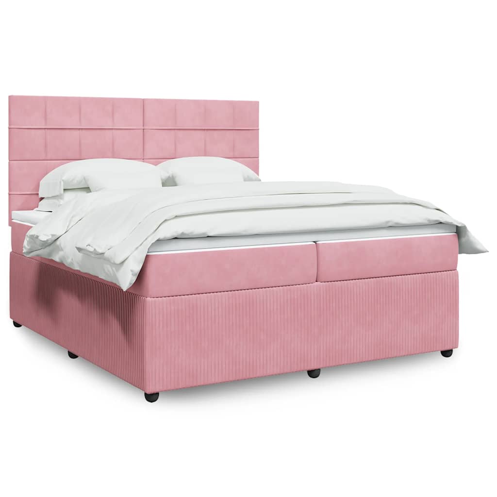 Boxspring met matras fluweel roze 200x200 cm is nu te koop bij PeponiXL, paradijselijk wonen!