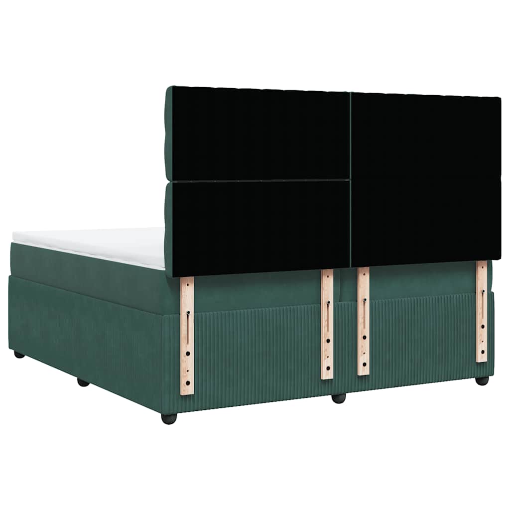 Boxspring met matras fluweel donkergroen 200x200 cm is nu te koop bij PeponiXL, paradijselijk wonen!