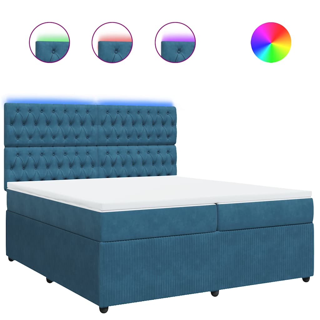 Boxspring met matras fluweel blauw 200x200 cm is nu te koop bij PeponiXL, paradijselijk wonen!