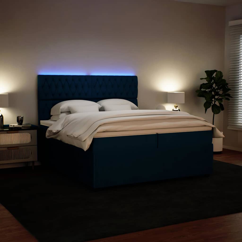 Boxspring met matras fluweel blauw 200x200 cm is nu te koop bij PeponiXL, paradijselijk wonen!