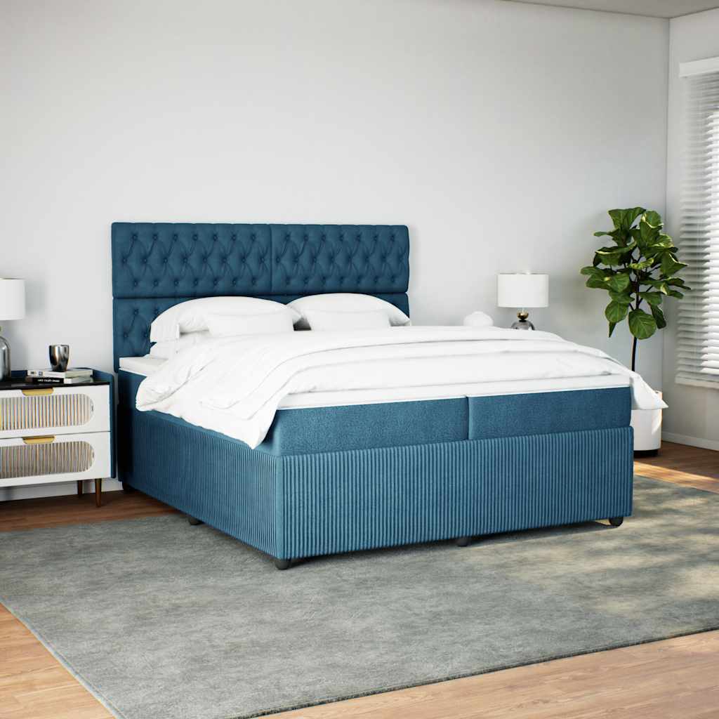 Boxspring met matras fluweel blauw 200x200 cm is nu te koop bij PeponiXL, paradijselijk wonen!