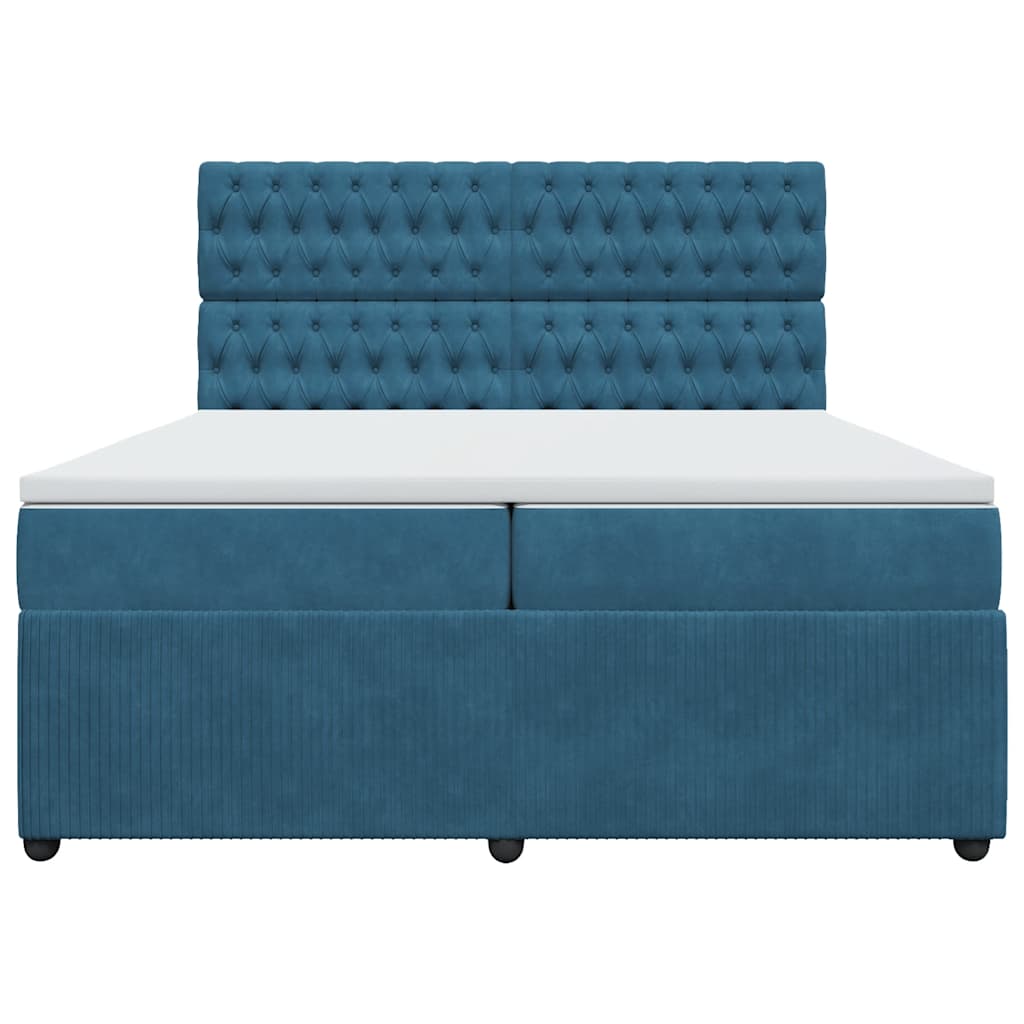 Boxspring met matras fluweel blauw 200x200 cm is nu te koop bij PeponiXL, paradijselijk wonen!