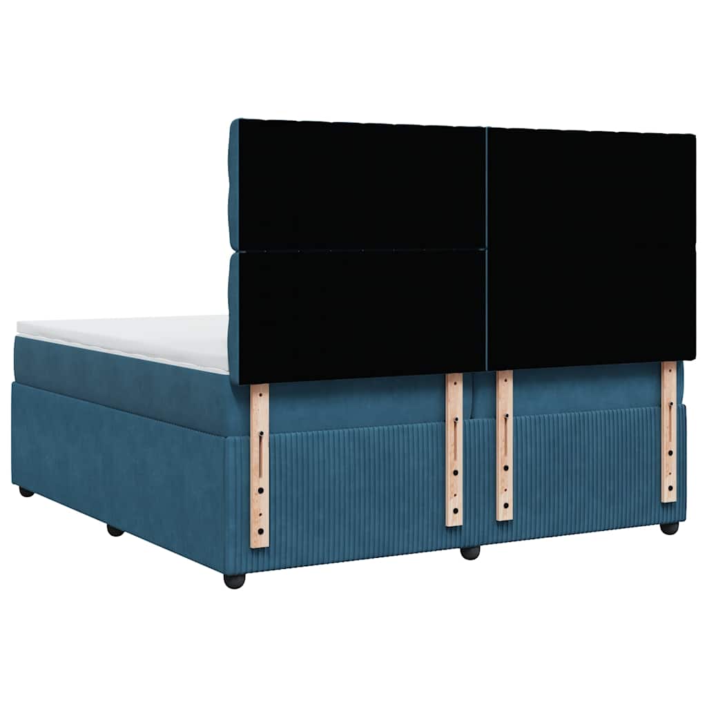 Boxspring met matras fluweel blauw 200x200 cm is nu te koop bij PeponiXL, paradijselijk wonen!