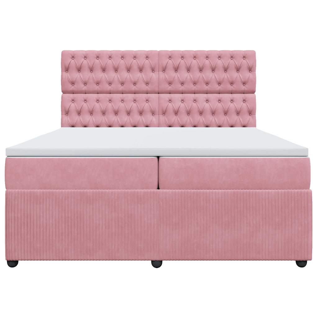 Boxspring met matras fluweel roze 200x200 cm is nu te koop bij PeponiXL, paradijselijk wonen!