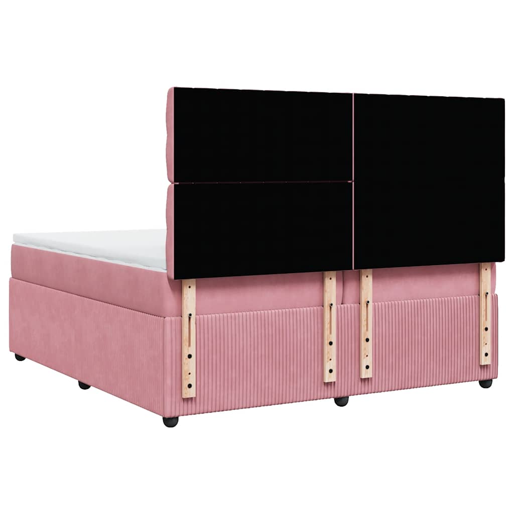 Boxspring met matras fluweel roze 200x200 cm is nu te koop bij PeponiXL, paradijselijk wonen!
