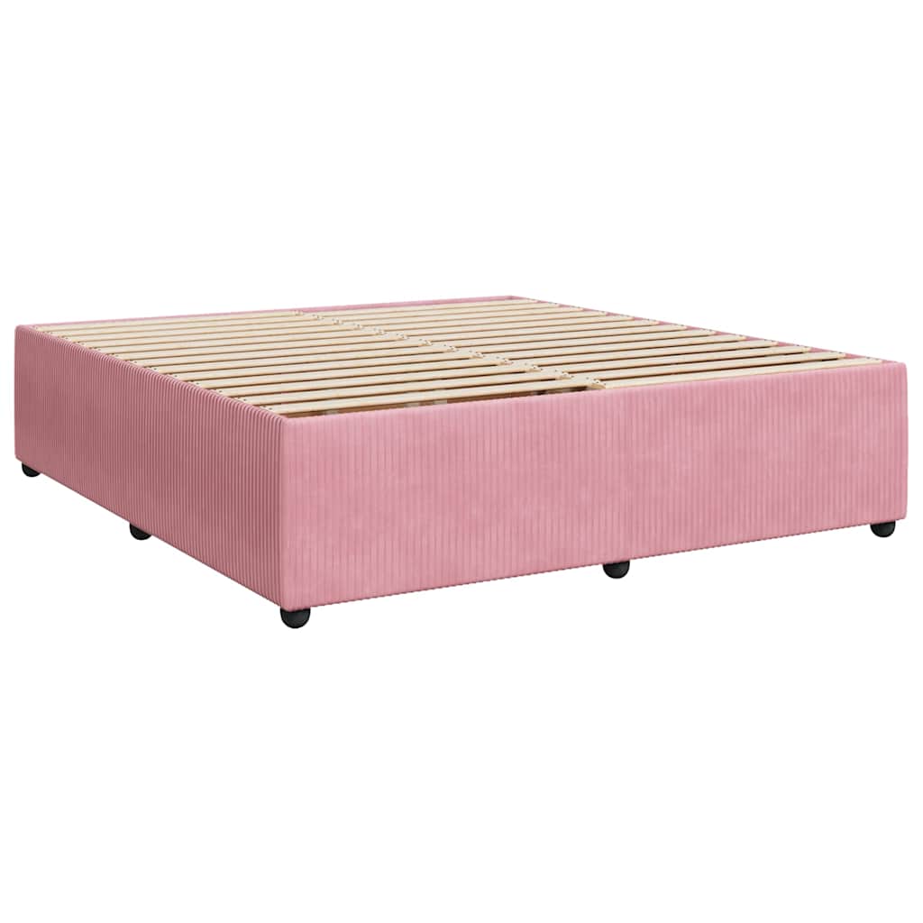 Boxspring met matras fluweel roze 200x200 cm is nu te koop bij PeponiXL, paradijselijk wonen!