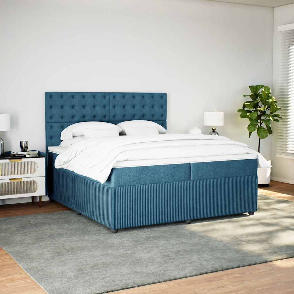 Boxspring met matras fluweel blauw 200x200 cm is nu te koop bij PeponiXL, paradijselijk wonen!
