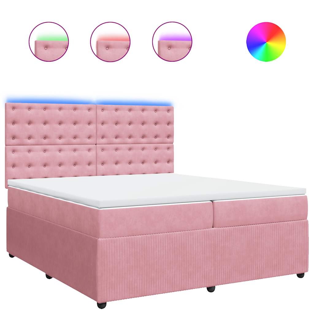 Boxspring met matras fluweel roze 200x200 cm is nu te koop bij PeponiXL, paradijselijk wonen!