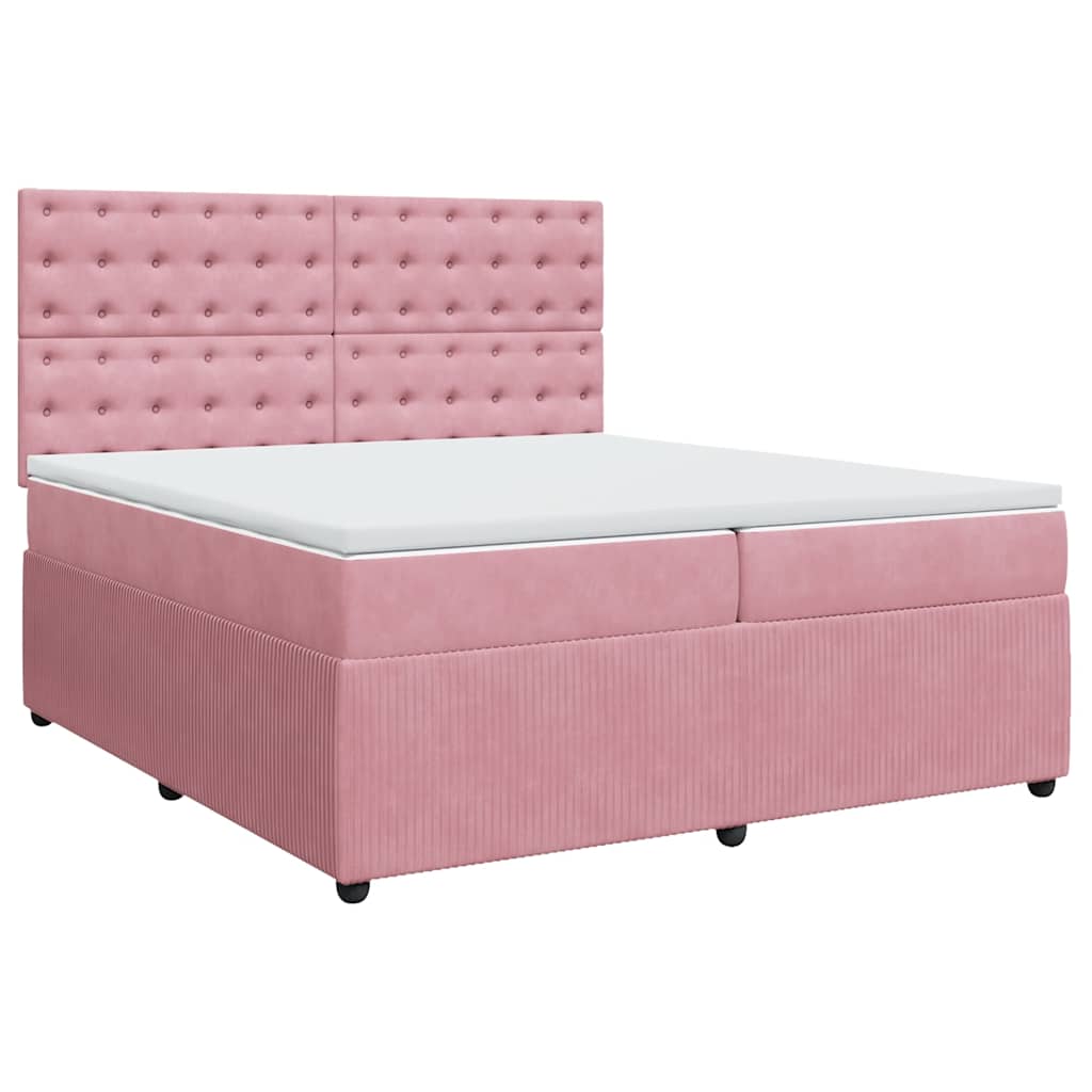Boxspring met matras fluweel roze 200x200 cm is nu te koop bij PeponiXL, paradijselijk wonen!