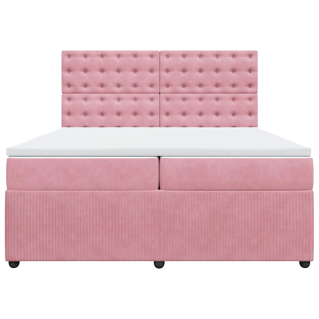 Boxspring met matras fluweel roze 200x200 cm is nu te koop bij PeponiXL, paradijselijk wonen!