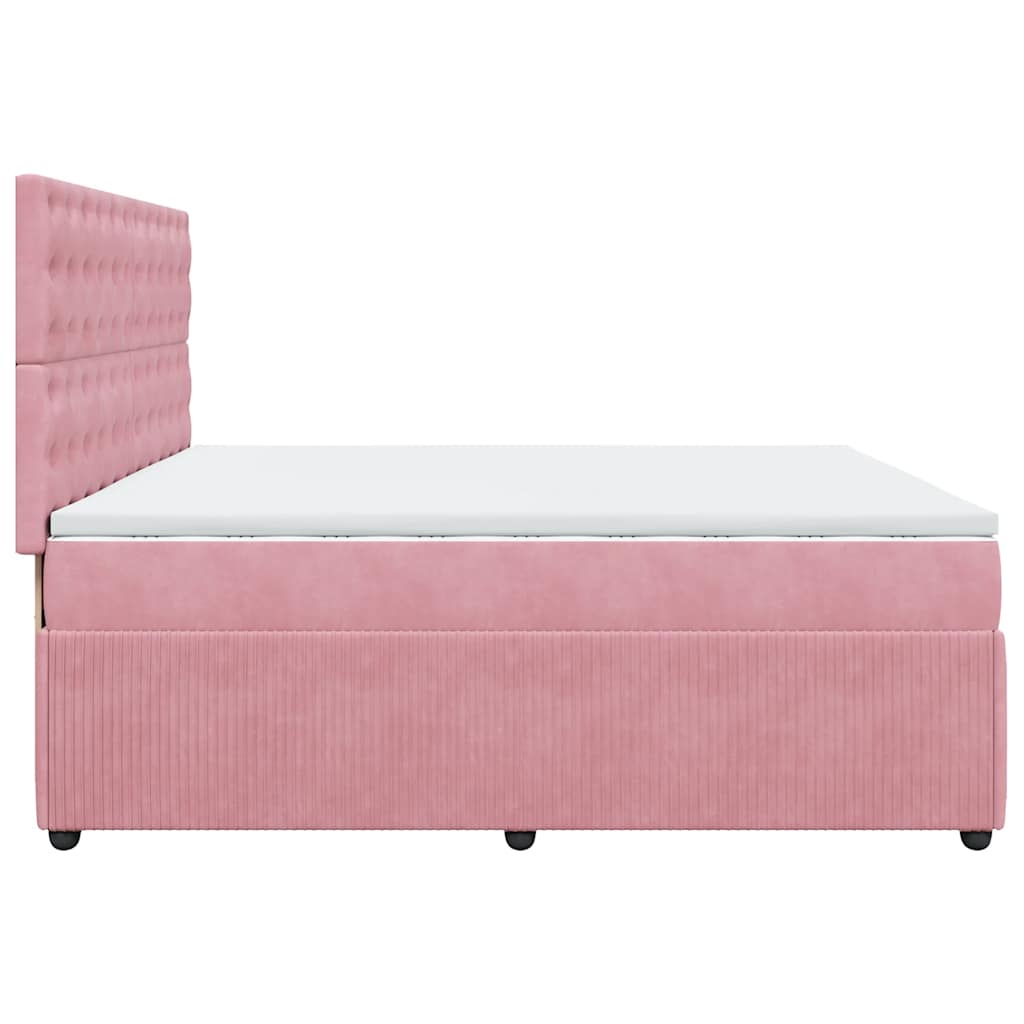 Boxspring met matras fluweel roze 200x200 cm is nu te koop bij PeponiXL, paradijselijk wonen!