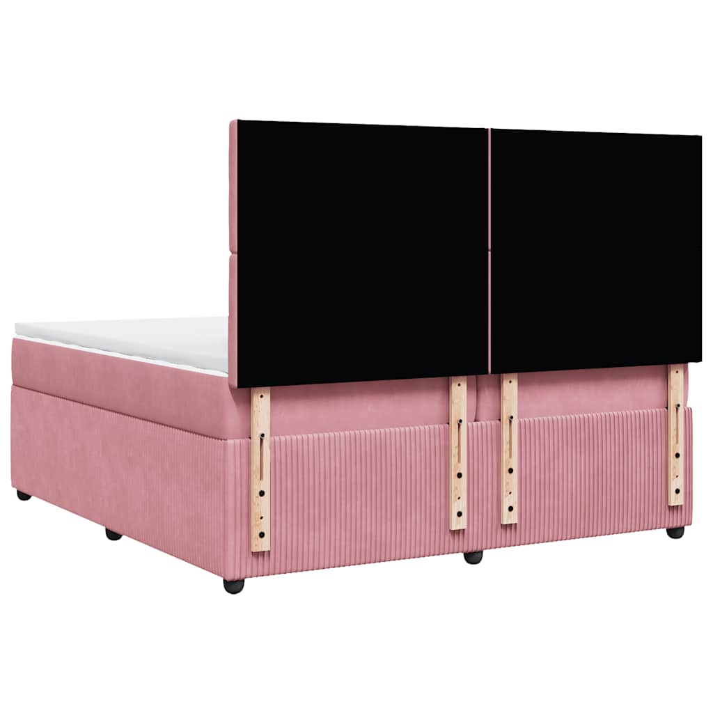 Boxspring met matras fluweel roze 200x200 cm is nu te koop bij PeponiXL, paradijselijk wonen!