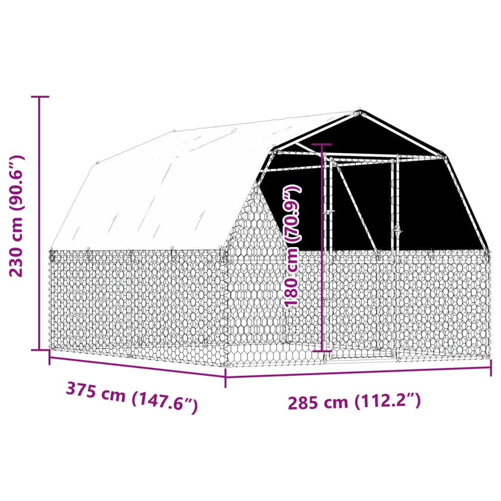 Hondenkennel met dak en deur gegalvaniseerd staal zilverkleurig is nu te koop bij PeponiXL, paradijselijk wonen!