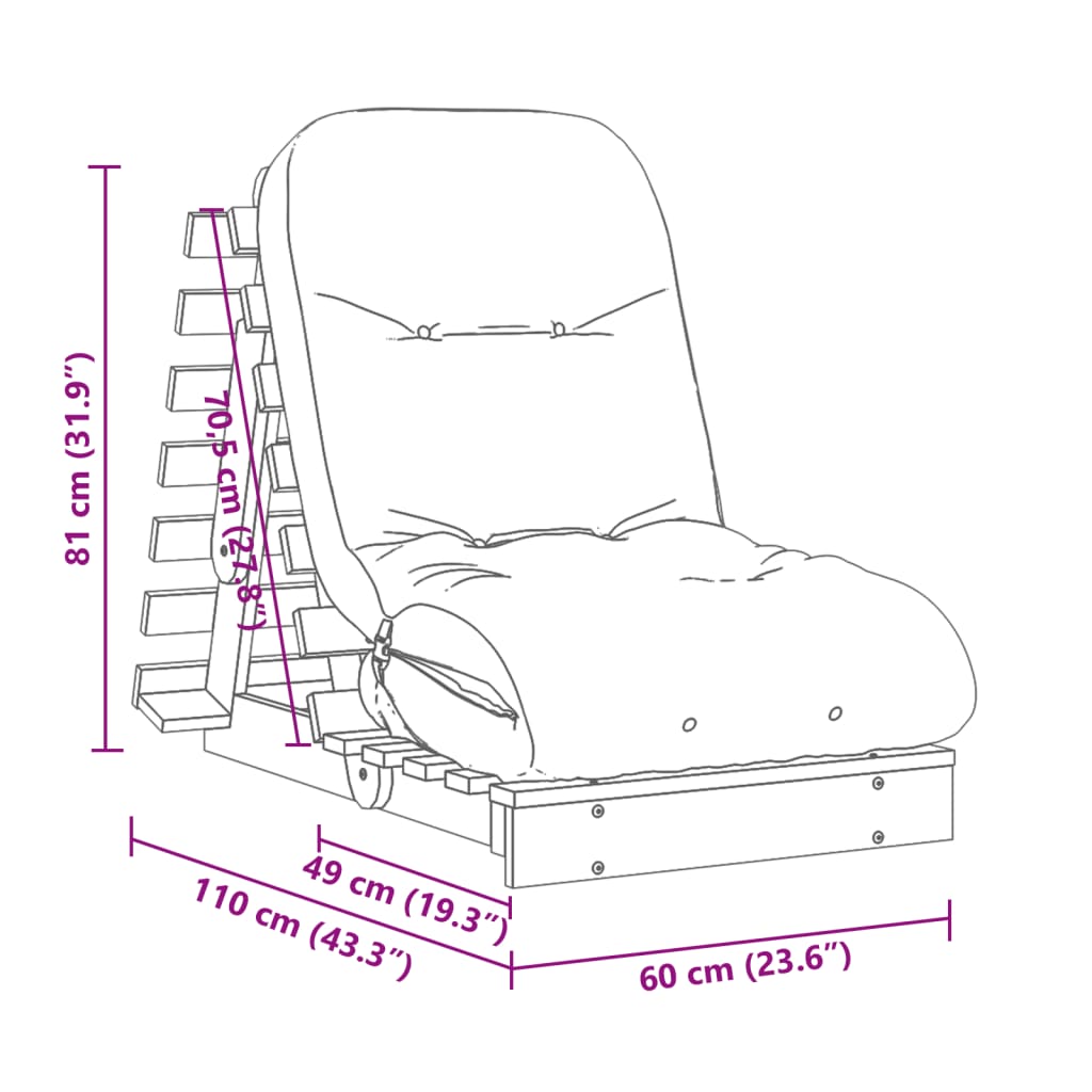 Futon slaapbank met matras 60x206x11 cm massief douglashout is nu te koop bij PeponiXL, paradijselijk wonen!