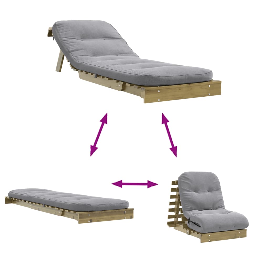 Futon slaapbank met matras 70x206x11 cm geïmpregneerd hout is nu te koop bij PeponiXL, paradijselijk wonen!