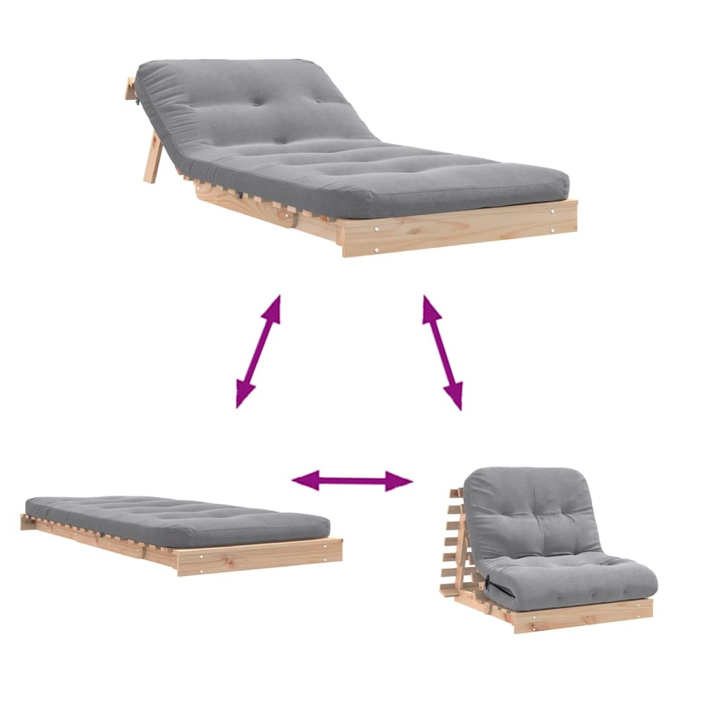 Futon slaapbank met matras 80x206x11 cm massief grenenhout is nu te koop bij PeponiXL, paradijselijk wonen!