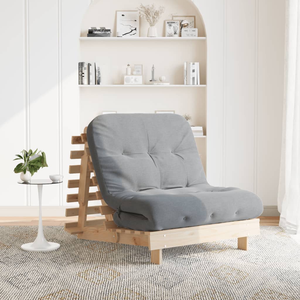 Futon slaapbank met matras 80x206x11 cm massief grenenhout is nu te koop bij PeponiXL, paradijselijk wonen!