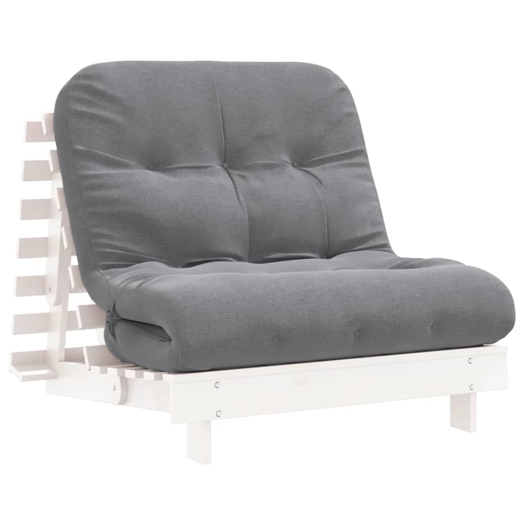 Futon slaapbank met matras 80x206x11 cm massief grenenhout wit is nu te koop bij PeponiXL, paradijselijk wonen!