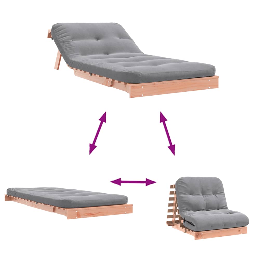 Futon slaapbank met matras 80x206x11 cm massief douglashout is nu te koop bij PeponiXL, paradijselijk wonen!