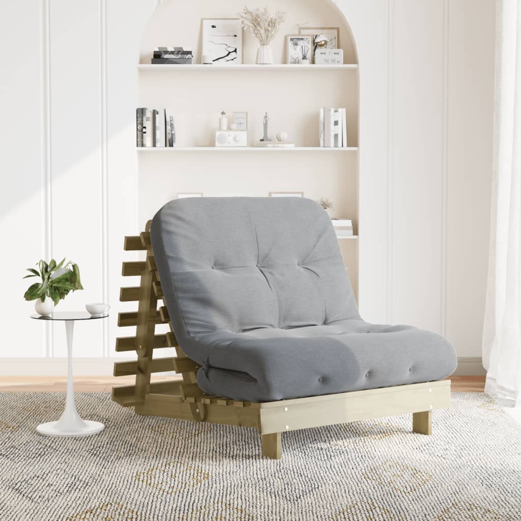 Futon slaapbank met matras 80x206x11 cm geïmpregneerd hout is nu te koop bij PeponiXL, paradijselijk wonen!