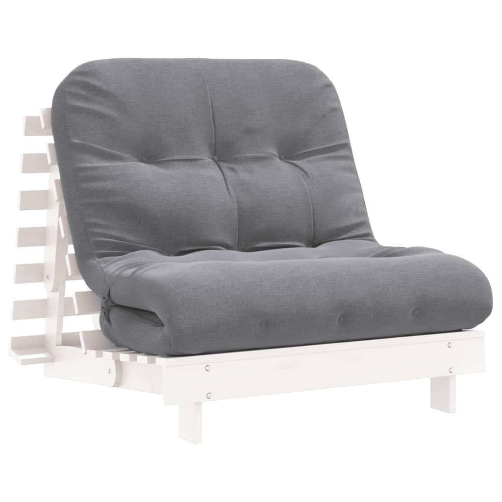 Futon slaapbank met matras 90x206x11 cm massief grenenhout wit is nu te koop bij PeponiXL, paradijselijk wonen!