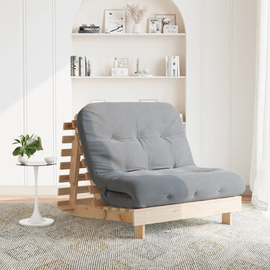 Futon slaapbank met matras 100x206x11 cm massief grenenhout is nu te koop bij PeponiXL, paradijselijk wonen!