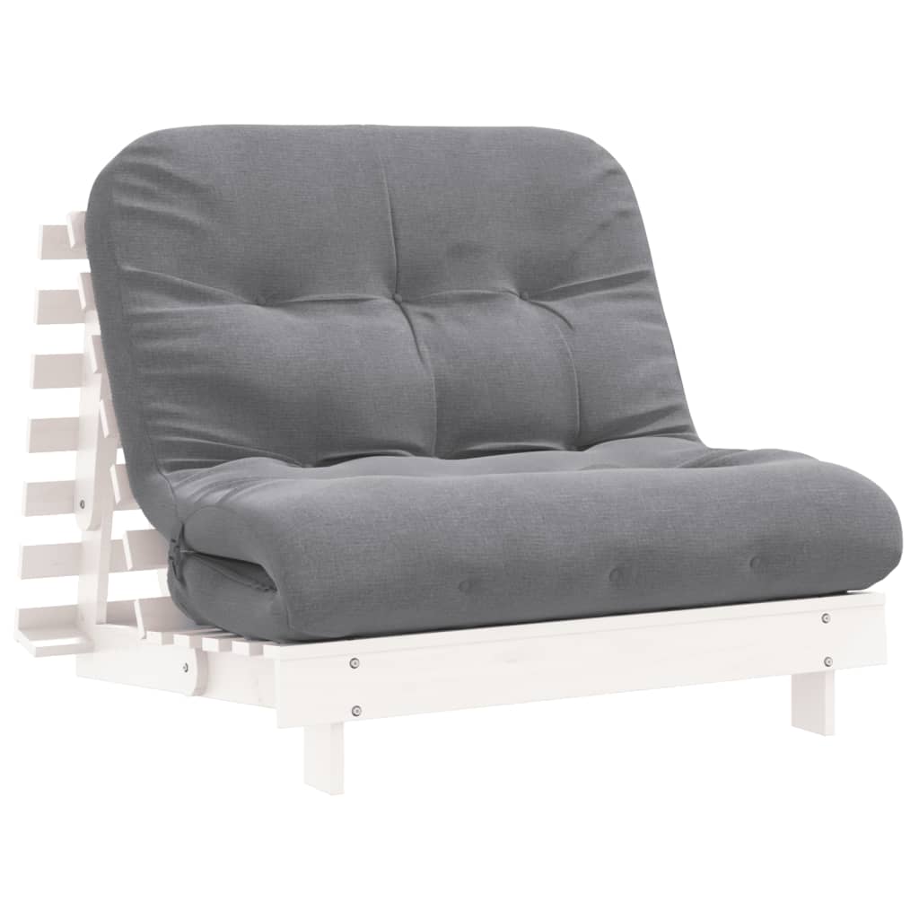 Futon slaapbank met matras 100x206x11 cm massief grenenhout wit is nu te koop bij PeponiXL, paradijselijk wonen!