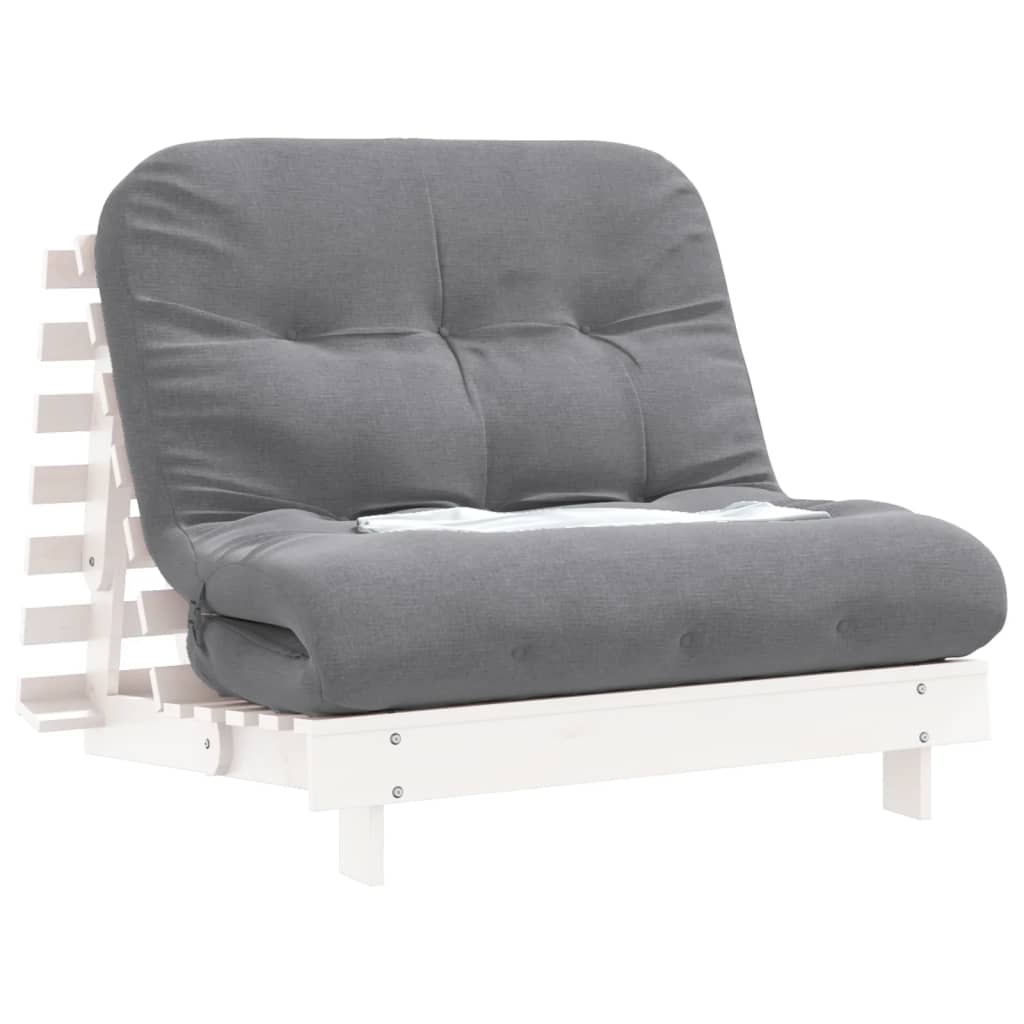 Futon slaapbank met matras 100x206x11 cm massief grenenhout wit is nu te koop bij PeponiXL, paradijselijk wonen!