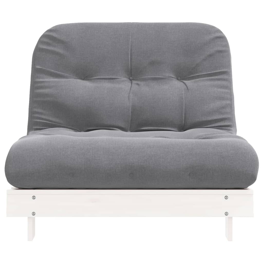 Futon slaapbank met matras 100x206x11 cm massief grenenhout wit is nu te koop bij PeponiXL, paradijselijk wonen!