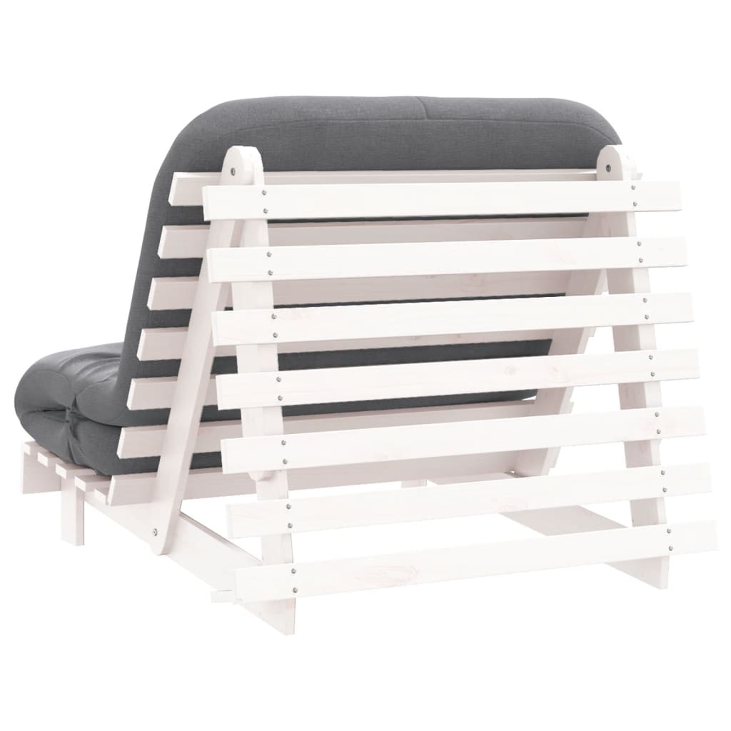 Futon slaapbank met matras 100x206x11 cm massief grenenhout wit is nu te koop bij PeponiXL, paradijselijk wonen!