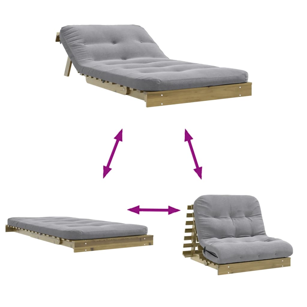 Futon slaapbank met matras 100x206x11 cm geïmpregneerd hout is nu te koop bij PeponiXL, paradijselijk wonen!