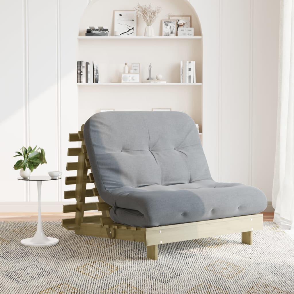 Futon slaapbank met matras 100x206x11 cm geïmpregneerd hout is nu te koop bij PeponiXL, paradijselijk wonen!