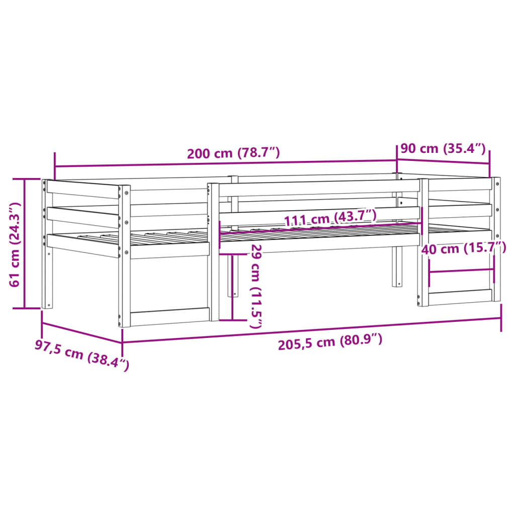 Kinderbedframe massief grenenhout wit 90x200 cm is nu te koop bij PeponiXL, paradijselijk wonen!